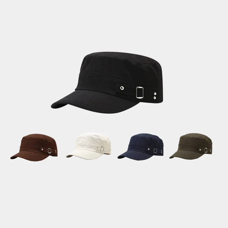 Men's hat belt buckle decoration versatile flat top military hat women's pure cotton casual fashionable duckbill hat
Men's hat belt buckle decoration versatile flat top military hat women's pure cotton casual fashionable duckbill hat
