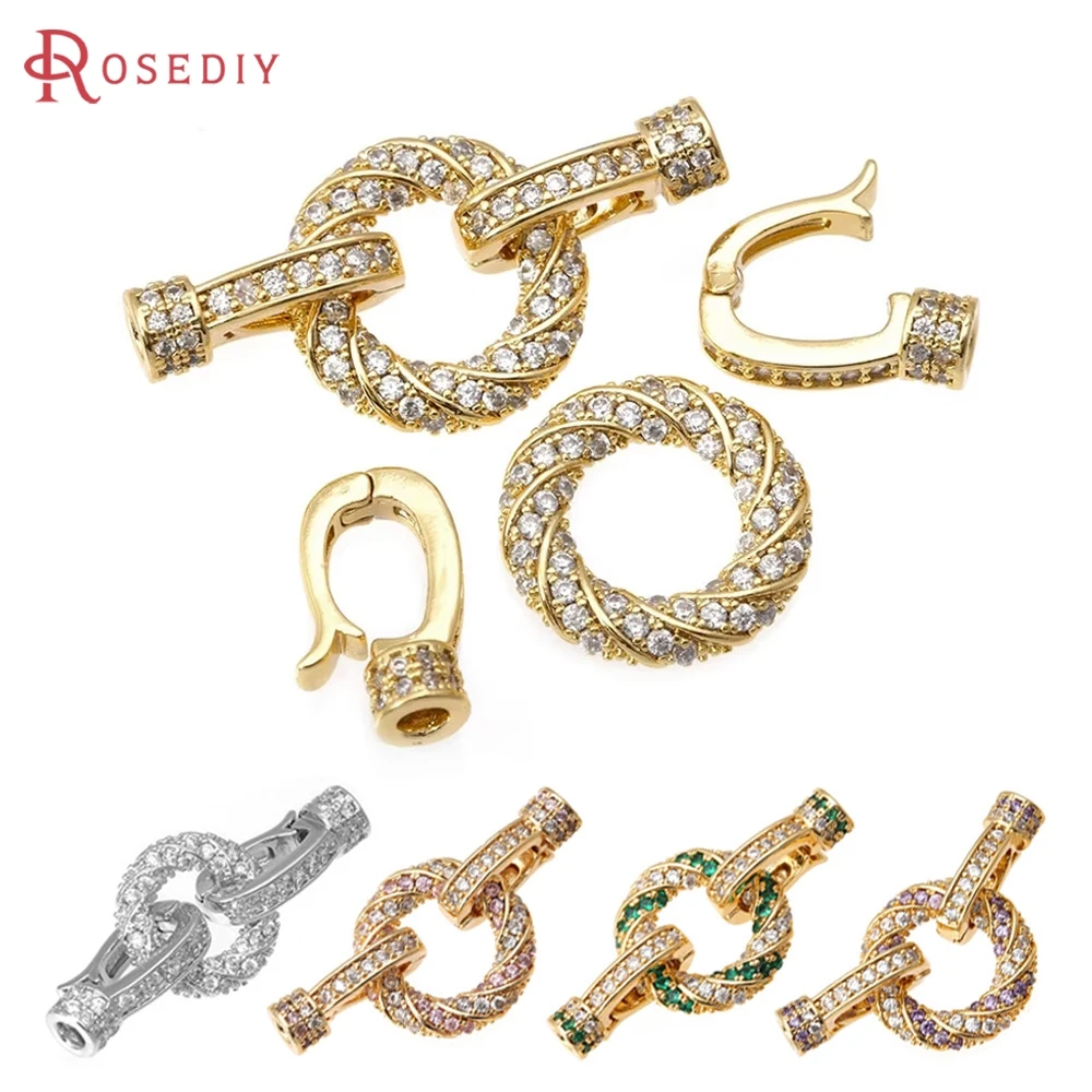 2 Sets 18K Gold Color Brass Zircon Round Connect Clasps for Leather Rope High Quality Diy Accessories Jewellery Making Materials
2 Sets 18K Gold Color Brass Zircon Round Connect Clasps for Leather Rope High Quality Diy Accessories Jewellery Making Materials