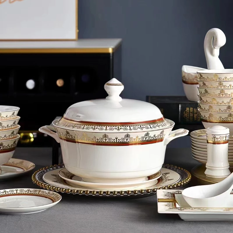 Porcelain Luxury Ceramic Tableware Set Gold Design Bone China Dinner Plate Dish Tea Coffee Cup Set
Porcelain Luxury Ceramic Tableware Set Gold Design Bone China Dinner Plate Dish Tea Coffee Cup Set