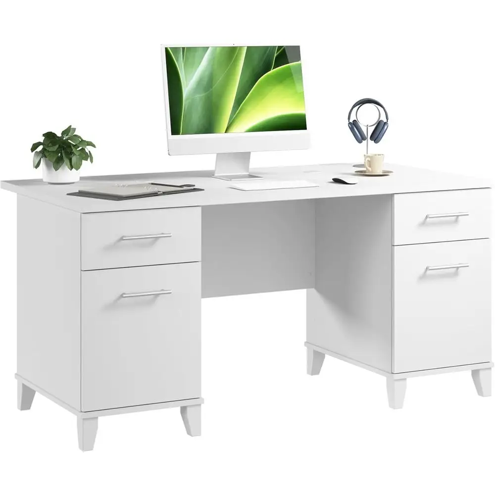 60-Inch Desk with Drawers, Computer Desk with File and Box Storage, Home Office Workstation with Cabinet, Writing Desk Furniture
60-Inch Desk with Drawers, Computer Desk with File and Box Storage, Home Office Workstation with Cabinet, Writing Desk Furniture