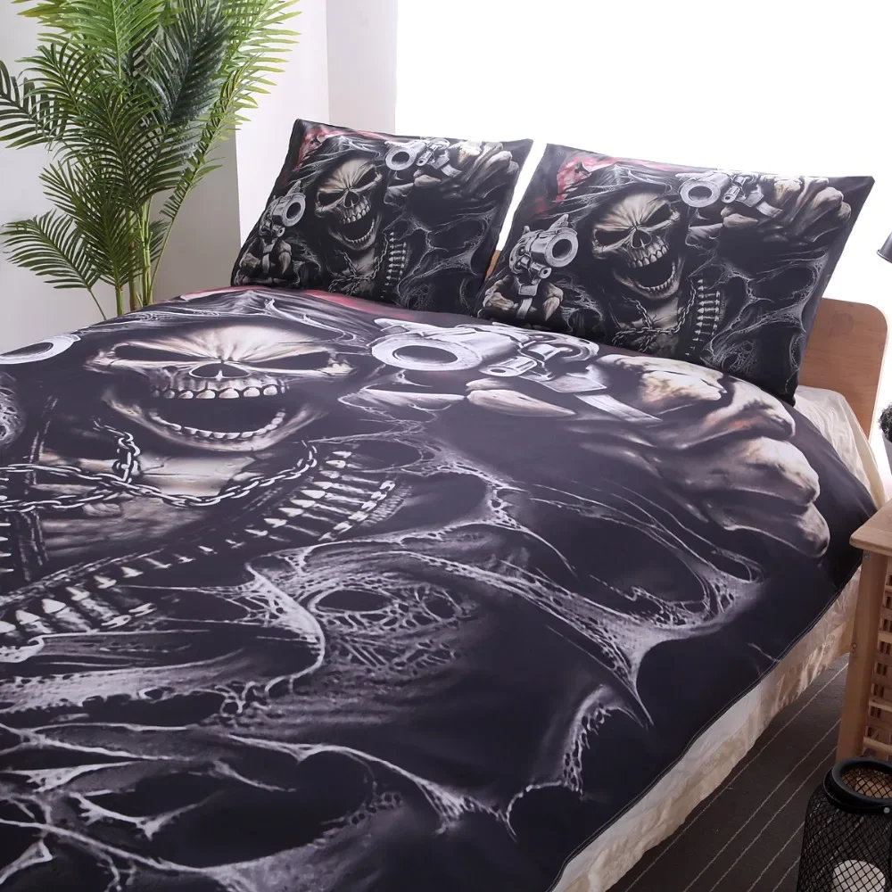 Bedclothes Digital Printing 3D Halloween Bedding set,SKull Bed Bedlinen Black Zipper Bed Cover Sets King Size Comforter Set OEM
Bedclothes Digital Printing 3D Halloween Bedding set,SKull Bed Bedlinen Black Zipper Bed Cover Sets King Size Comforter Set OEM