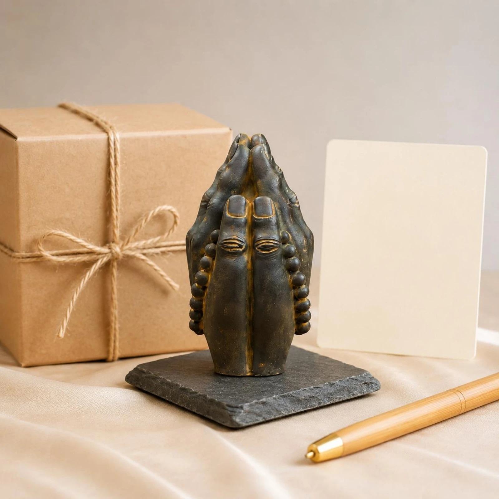 Buddhist Prayer Hands Figurine Bronze-Brown Prayer Hands Statue Freestanding Decorative Figurine Gold Accents Decor Iron Powder
Buddhist Prayer Hands Figurine Bronze-Brown Prayer Hands Statue Freestanding Decorative Figurine Gold Accents Decor Iron Powder