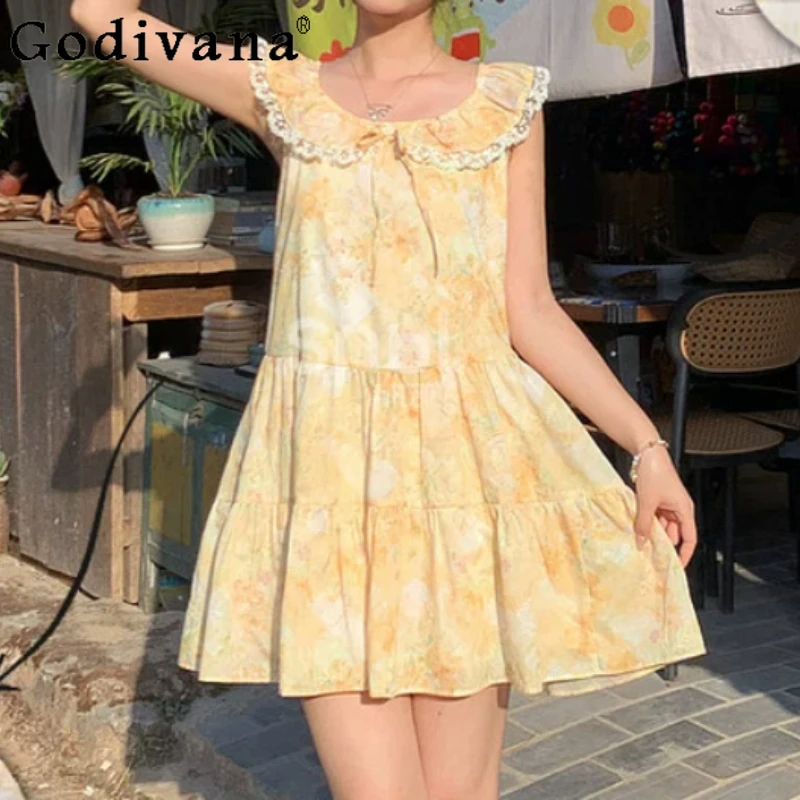 Women New Loose Holiday Sweet College Floral Dress Fashion High Waist A-line Lace Peter Pan Collar Sleeveless Short Dresses
Women New Loose Holiday Sweet College Floral Dress Fashion High Waist A-line Lace Peter Pan Collar Sleeveless Short Dresses
