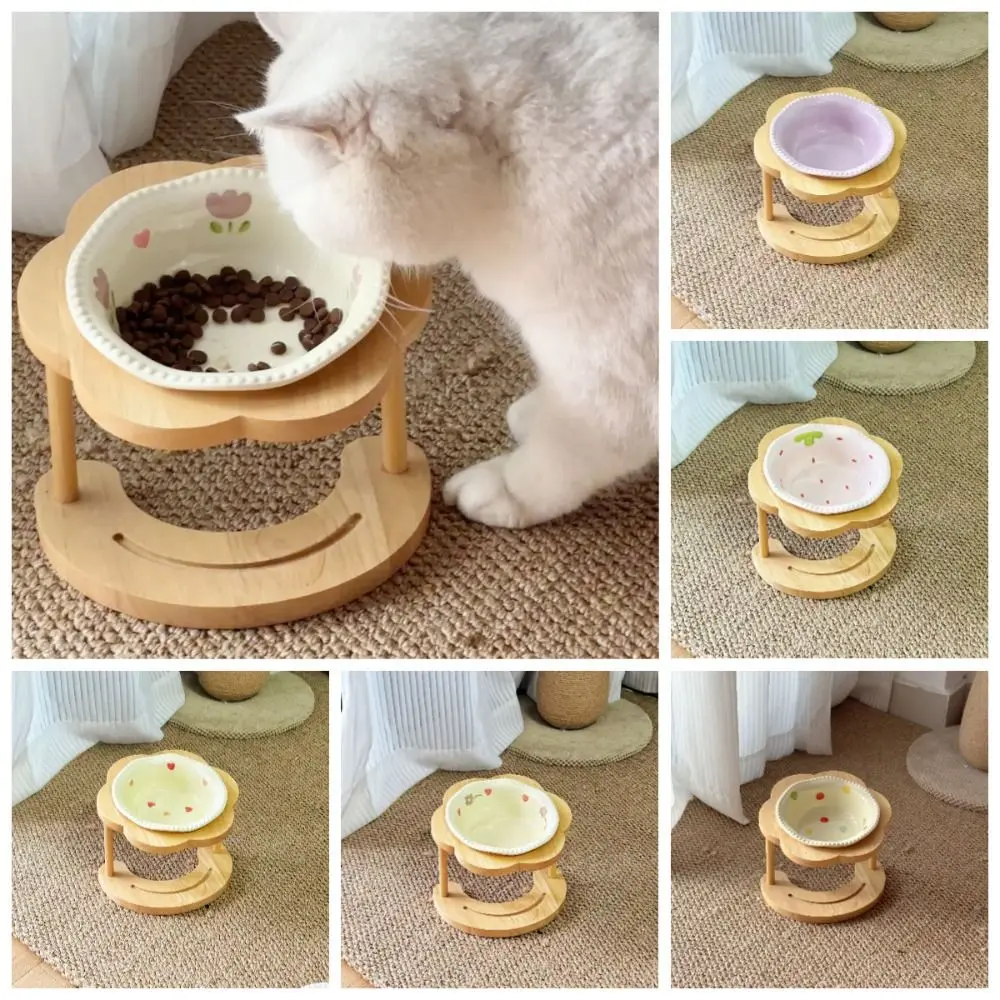 Anti Vomiting Ceramic Cat Bowl 15 Degree Inclined Neck Protection Cat Feeding Station Flower Shaped with Wooden Stand
Anti Vomiting Ceramic Cat Bowl 15 Degree Inclined Neck Protection Cat Feeding Station Flower Shaped with Wooden Stand
