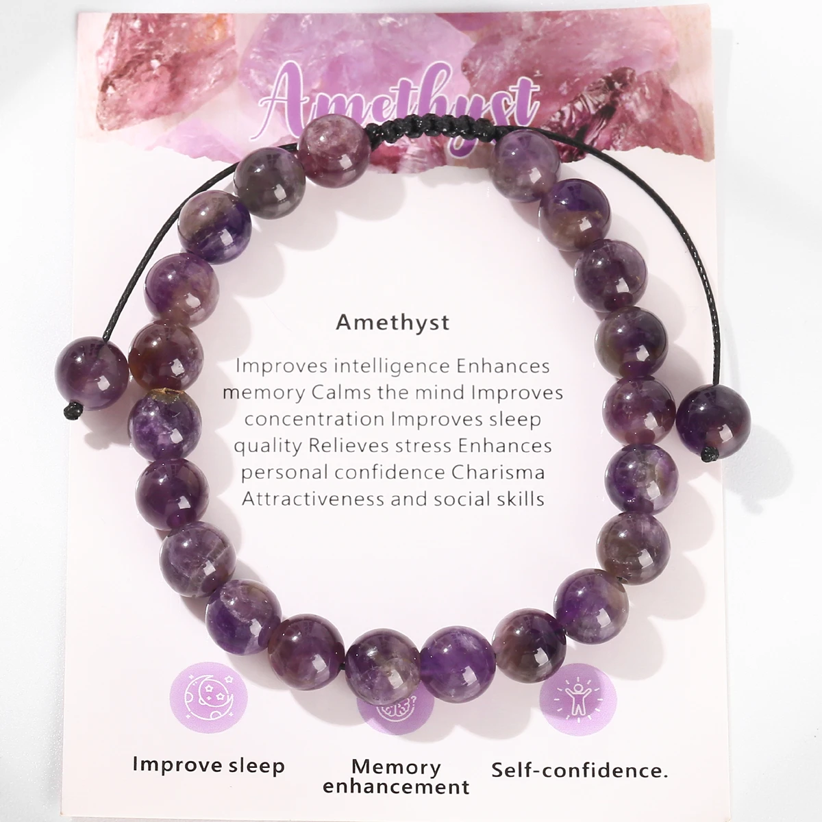 JD 8mm Natural Stone Amethyst Braided Bracelet With Card Pink Quartz Lapis Lazuli Handmade Adjustable Women Men Couple Jewelry
JD 8mm Natural Stone Amethyst Braided Bracelet With Card Pink Quartz Lapis Lazuli Handmade Adjustable Women Men Couple Jewelry