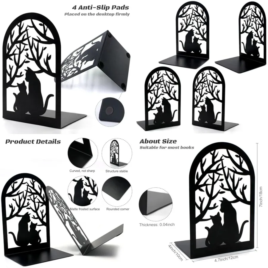 Металлические декоративные подставки для книг с изображением кота для тяжелых книг на полках. Нескользящий набор черных стопоров для книг с современным домашним декором. 7 x 4,7 x
Металлические декоративные подставки для книг с изображением кота для тяжелых книг на полках. Нескользящий набор черных стопоров для книг с современным домашним декором. 7 x 4,7 x