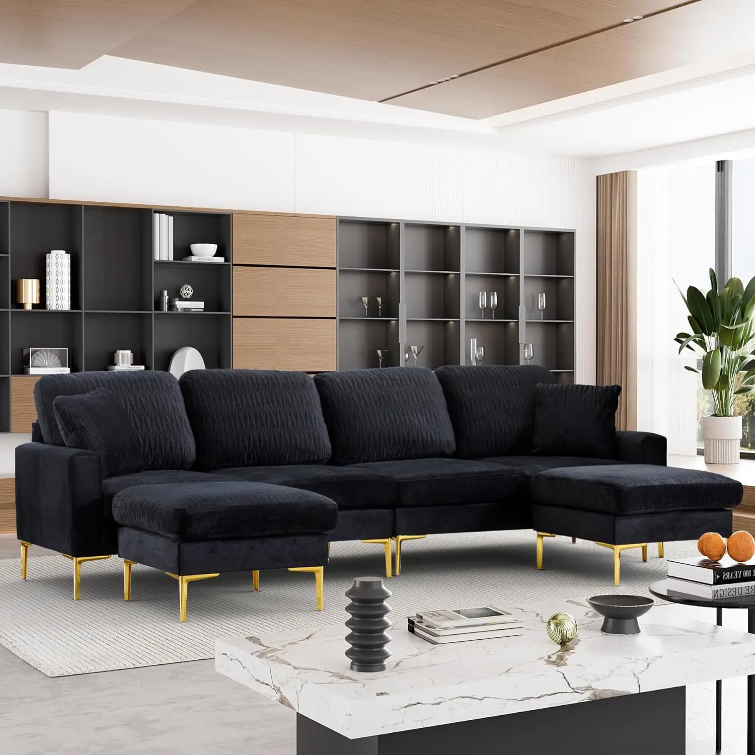 U/L-Shaped Sectional Sofa Couch,4 Seater Sofa Set for Living Room,Convertible L-Shaped Velvet Couch ,Reversible Chaise Lounge
U/L-Shaped Sectional Sofa Couch,4 Seater Sofa Set for Living Room,Convertible L-Shaped Velvet Couch ,Reversible Chaise Lounge