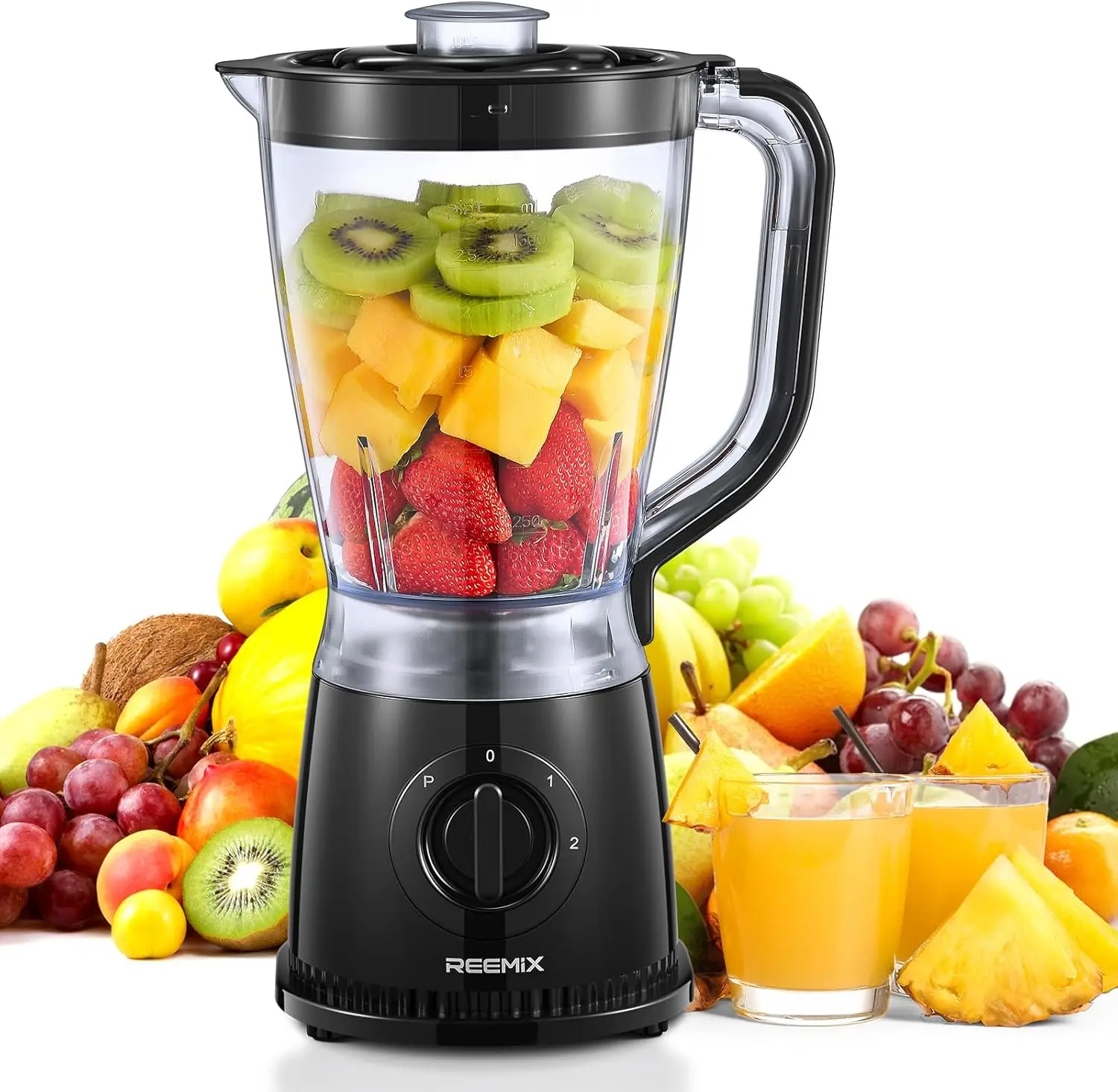 50oz Countertop Blender, 2 Speeds + Pulse, Dual Safety Locks, Dishwasher-Safe Pitcher for Smoothies, Ice, Meals
50oz Countertop Blender, 2 Speeds + Pulse, Dual Safety Locks, Dishwasher-Safe Pitcher for Smoothies, Ice, Meals