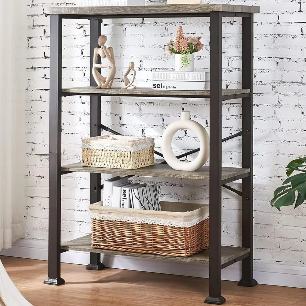 Bookshelf, 4-Tier Vintage Industrial, Rustic Wood and Metal, Free Standing Storage Large, Multipurpose Design, Bookcases
Bookshelf, 4-Tier Vintage Industrial, Rustic Wood and Metal, Free Standing Storage Large, Multipurpose Design, Bookcases