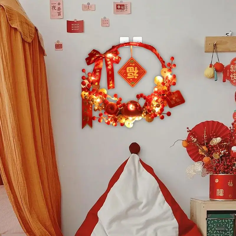New Year Red Artificial Flower Ornament Good Luck Traditional Chinese Signs Front Door Wreath Artificial Wreath Built-in Led
New Year Red Artificial Flower Ornament Good Luck Traditional Chinese Signs Front Door Wreath Artificial Wreath Built-in Led