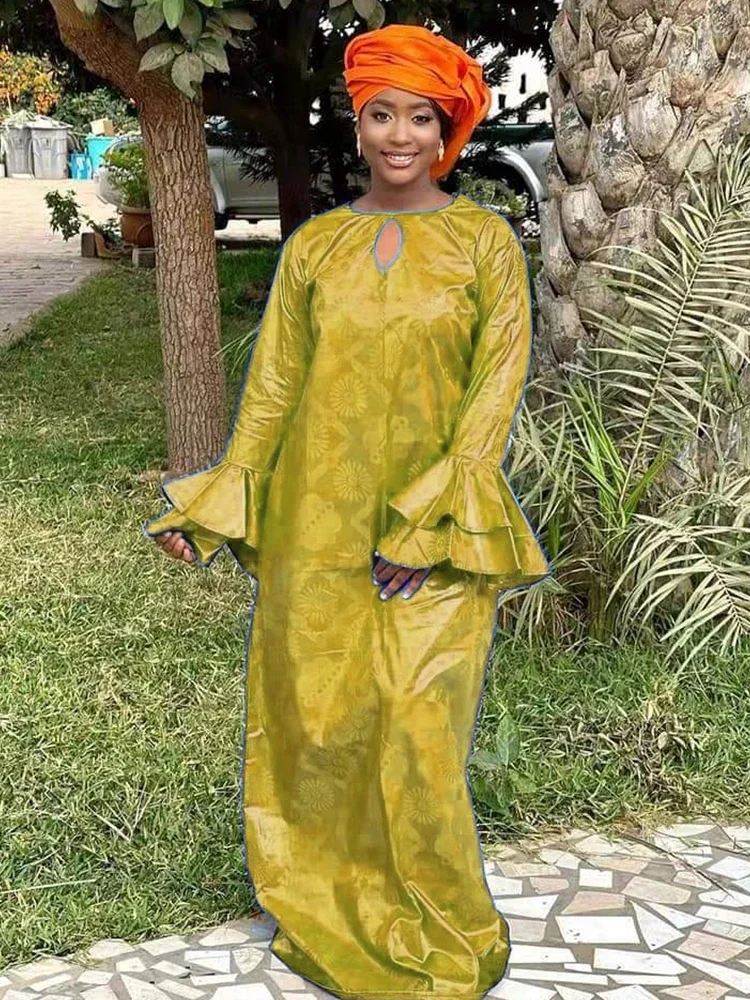 Bazin Rich Long Dress - Trendy Plus Size Elegant Party Dress with Headscarf -Stylish and Eye-Catching Fashion for Every Occasion
Bazin Rich Long Dress - Trendy Plus Size Elegant Party Dress with Headscarf -Stylish and Eye-Catching Fashion for Every Occasion