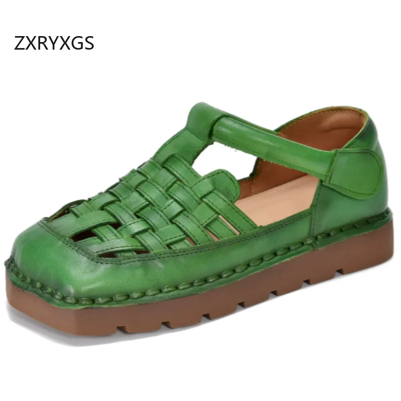 ZXRYXGS Top Layer Cowhide Woven Hollow Women Modem Sandals 2026 New Genuine Leather Square Toe Sandals Summer Flat Sandals Tide
ZXRYXGS Top Layer Cowhide Woven Hollow Women Modem Sandals 2026 New Genuine Leather Square Toe Sandals Summer Flat Sandals Tide