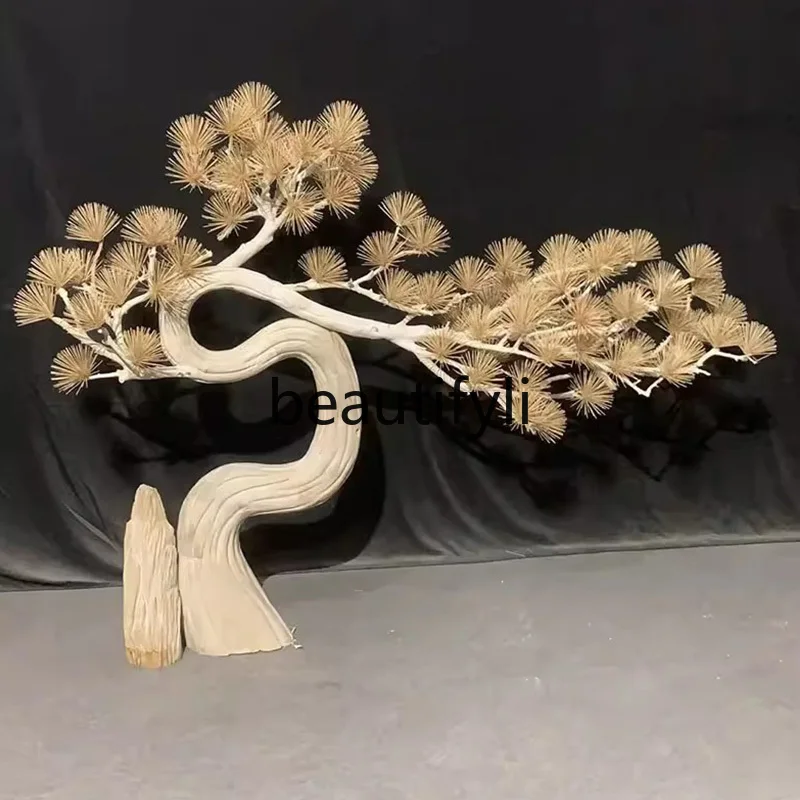 Simulation welcome pine new Chinese root carving modeling pine hotel soft decoration Zen ornament
Simulation welcome pine new Chinese root carving modeling pine hotel soft decoration Zen ornament