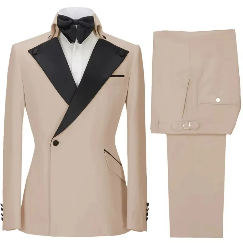 For Wedding Banquet Birthday Party Business Work Office Jacket And Pants Men Suit 2 Pieces Beige Single Button With Black Lapel
For Wedding Banquet Birthday Party Business Work Office Jacket And Pants Men Suit 2 Pieces Beige Single Button With Black Lapel