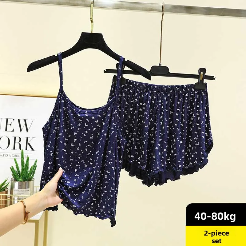 Summer Thin Print Home Clothes Set Casual Wear Thin Two-Piece Set Short Pants Vest Top Strap Shorts Home Leisure Outfit
Summer Thin Print Home Clothes Set Casual Wear Thin Two-Piece Set Short Pants Vest Top Strap Shorts Home Leisure Outfit