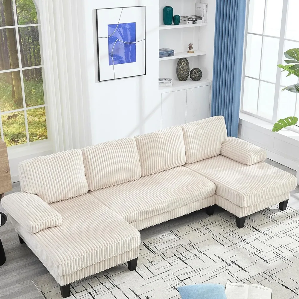 114" Cloud Couch Modular Sectional Sofa Convertible U-Shaped Couch with Double Chaise Lounge Corduroy Upholstery Sofa
114" Cloud Couch Modular Sectional Sofa Convertible U-Shaped Couch with Double Chaise Lounge Corduroy Upholstery Sofa