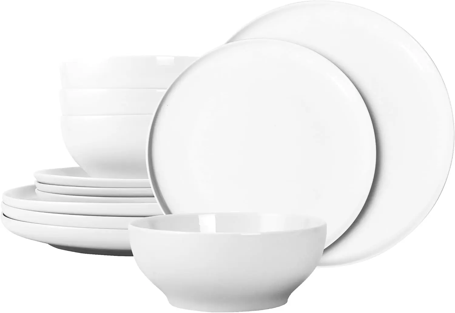 12-Piece Dinnerware Set for 4, White Porcelain Plates and Bowls, Chip Resistant Dishwasher Microwave Safe
12-Piece Dinnerware Set for 4, White Porcelain Plates and Bowls, Chip Resistant Dishwasher Microwave Safe