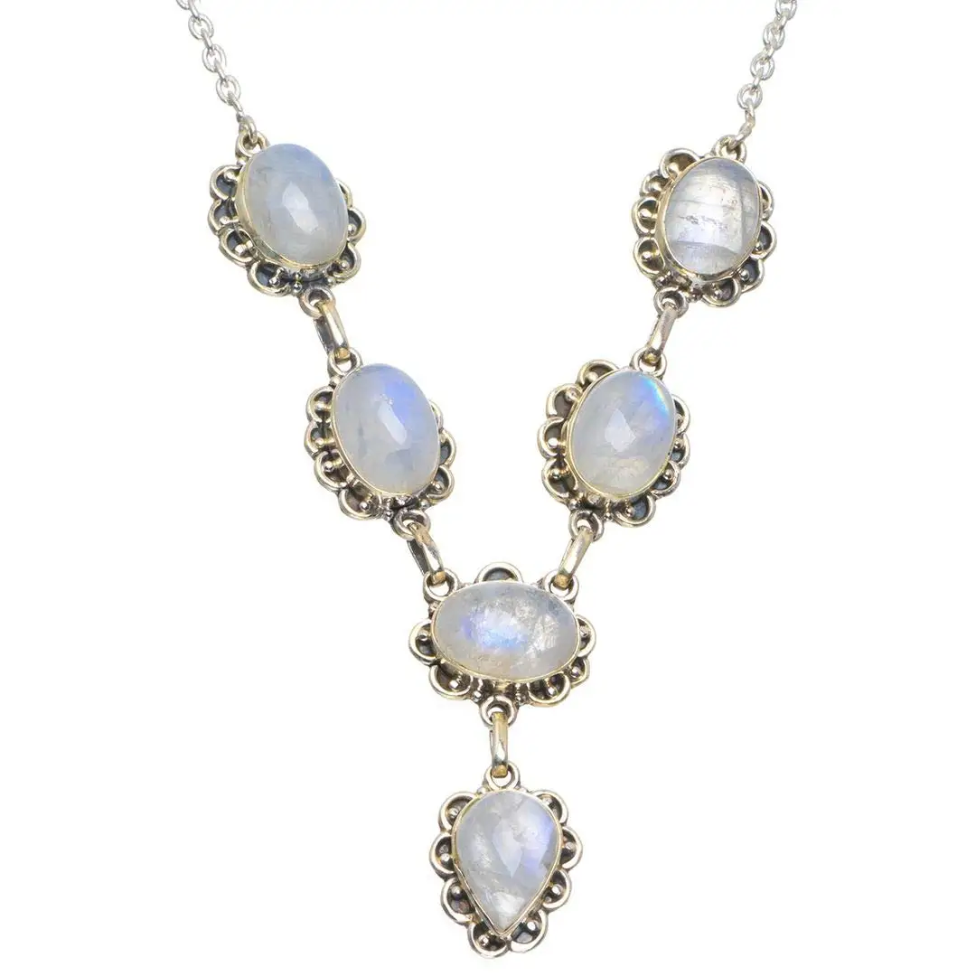 StarGems® Natural Rainbow Moonstone Handmade Unique 925 Sterling Silver Necklace 18-18.5" B4340
StarGems® Natural Rainbow Moonstone Handmade Unique 925 Sterling Silver Necklace 18-18.5" B4340