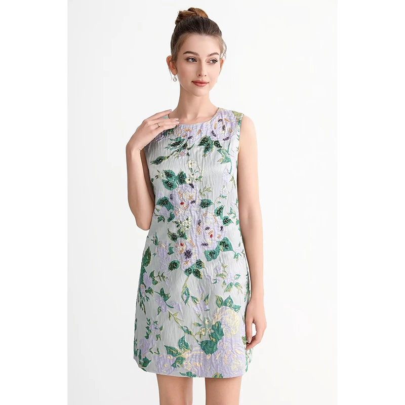 Women Dress High Quality 2025 Summer Woman O-Neck Sleeveless Jacquard Beading Elegant Casual Mini Dresses Vestidos NP250305N
Women Dress High Quality 2025 Summer Woman O-Neck Sleeveless Jacquard Beading Elegant Casual Mini Dresses Vestidos NP250305N