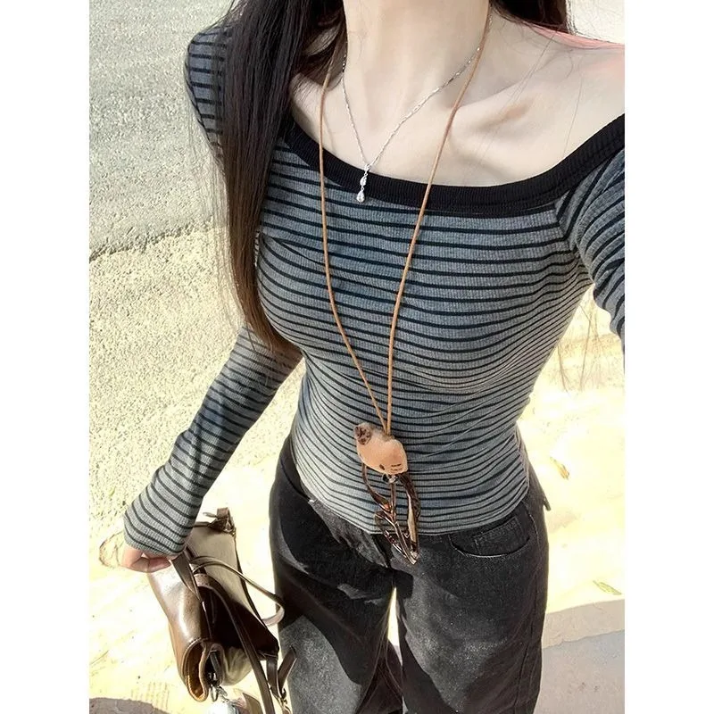 Sweet Cool Korean Girl Elegant Skew Collar Long Sleeve T Shirts Constrast Color Harajuku Punk Striped Clothes Y2k Casual Tops
Sweet Cool Korean Girl Elegant Skew Collar Long Sleeve T Shirts Constrast Color Harajuku Punk Striped Clothes Y2k Casual Tops