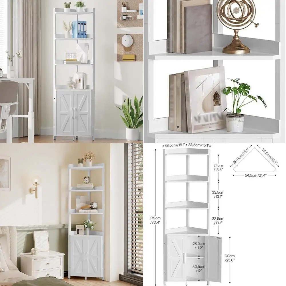 Высокий угловой шкаф для хранения с 5 полками и защитным ограждением, белый, для гостиной, WW78CJ01
Высокий угловой шкаф для хранения с 5 полками и защитным ограждением, белый, для гостиной, WW78CJ01