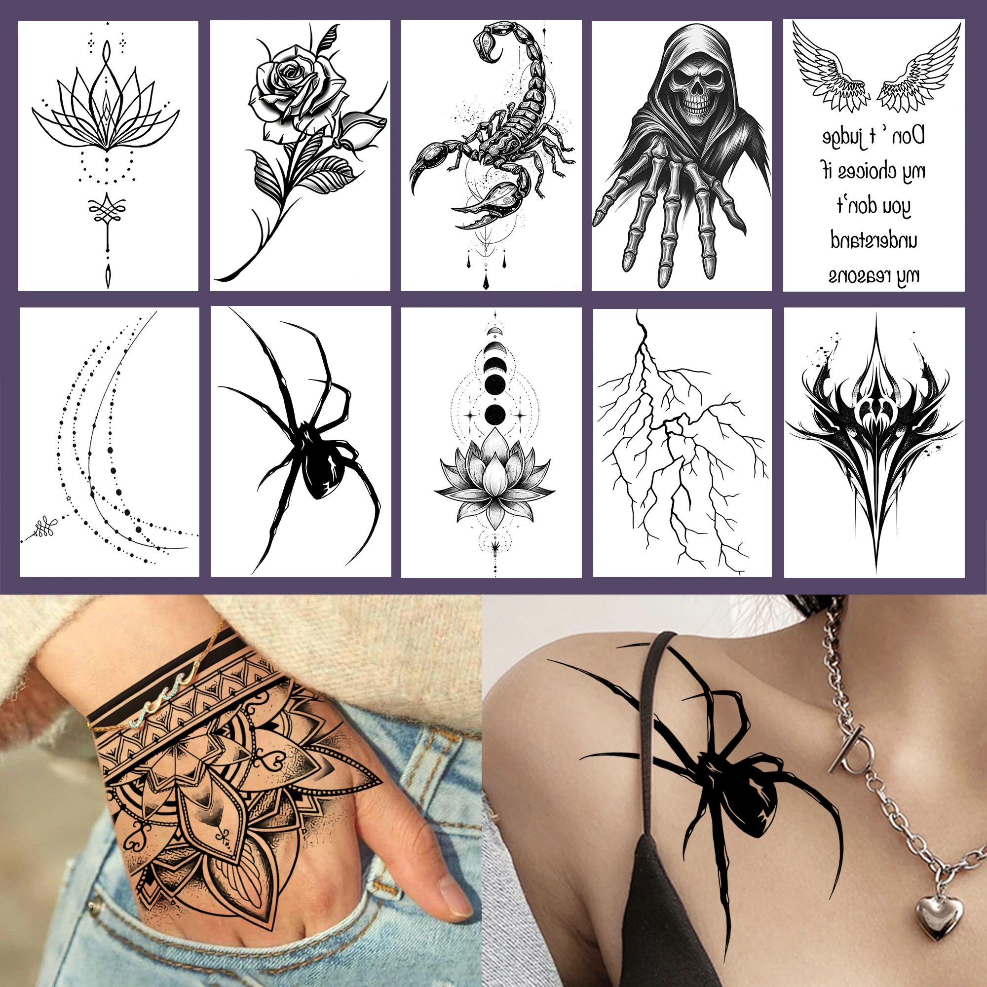 1 Sheet Halloween Skeleton Spider Crack Temporary Tattoos Adult Hands Clavicle, Fake Tattoo Sticker Long Lasting Realistic Tatoo
1 Sheet Halloween Skeleton Spider Crack Temporary Tattoos Adult Hands Clavicle, Fake Tattoo Sticker Long Lasting Realistic Tatoo