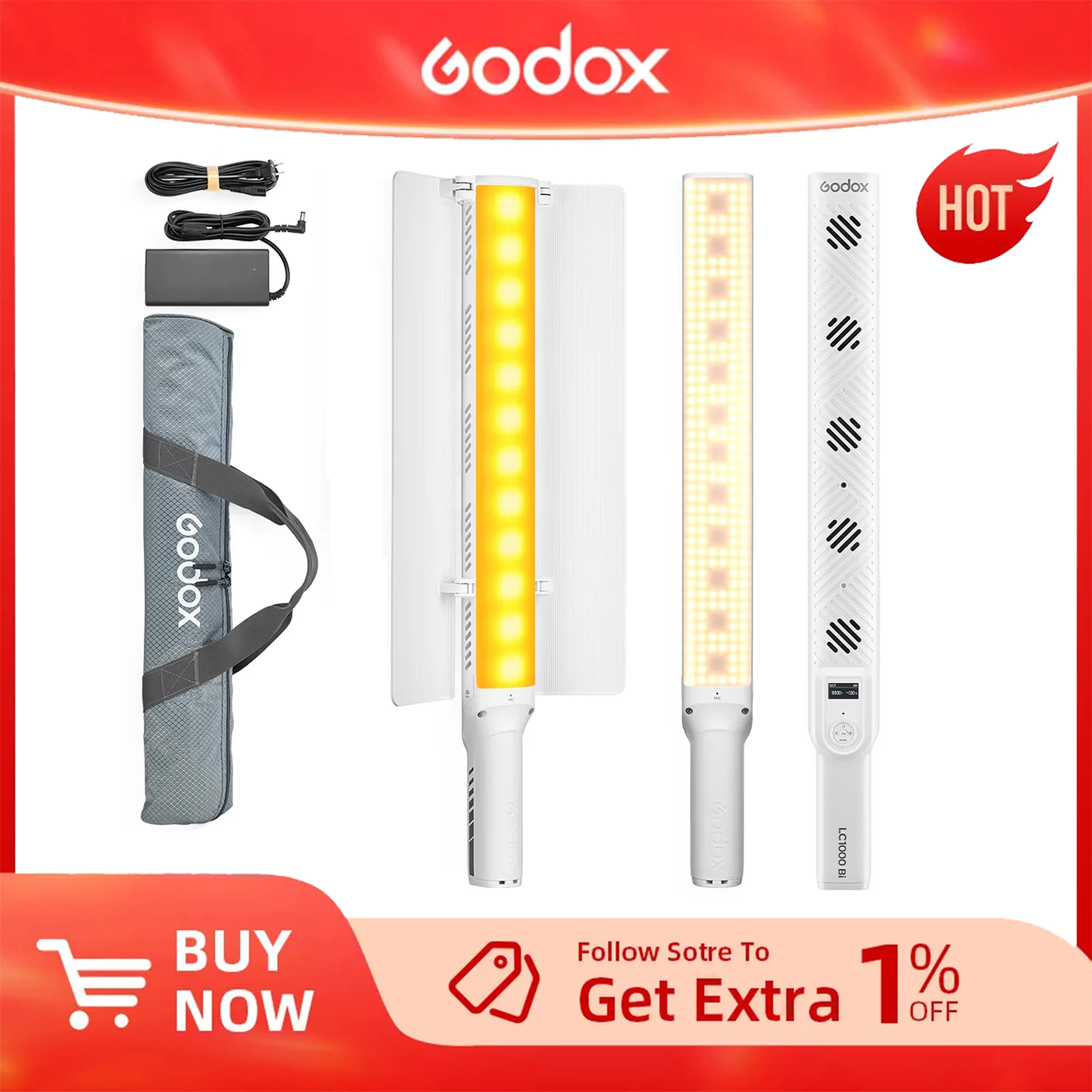 Godox LC1000BI LC1000R 100W RGB LED Video Light LED Light Stick App Control Bi-Color 2500K-8500K for Photo Studio Video Shooting
Godox LC1000BI LC1000R 100W RGB LED Video Light LED Light Stick App Control Bi-Color 2500K-8500K for Photo Studio Video Shooting