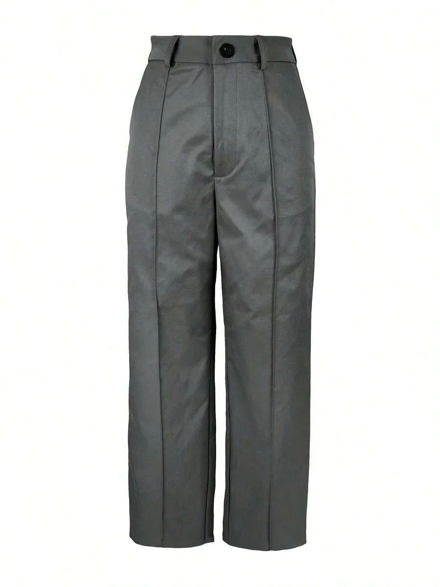 Women's Gray High Waist Wide Leg Trousers With Pleats And Button Closure
Women's Gray High Waist Wide Leg Trousers With Pleats And Button Closure