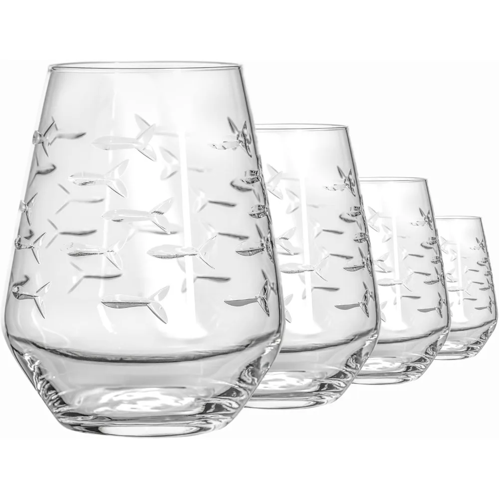 Бокалы для вина без стеблей Rolf Glass School of Fish, 18° | Стекло без свинца с гравировкой
Бокалы для вина без стеблей Rolf Glass School of Fish, 18° | Стекло без свинца с гравировкой
