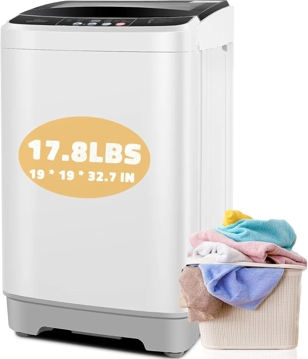 Portable Washing Machine for Apartment, RV, Dorm - Glass Cover, 17.8Lbs, 2.4Cu.ft, 10 Wash Programs, 8 Water Levels
Portable Washing Machine for Apartment, RV, Dorm - Glass Cover, 17.8Lbs, 2.4Cu.ft, 10 Wash Programs, 8 Water Levels