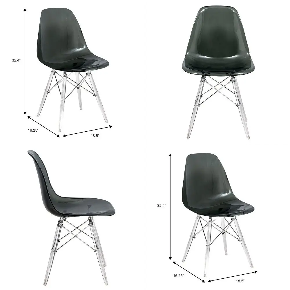 Cresco Modern Molded Dining Chair, ChromePlated Eiffel Base and Acrylic Support Legs Ergonomic Curved Seat Accent Side Chair fo
Cresco Modern Molded Dining Chair, ChromePlated Eiffel Base and Acrylic Support Legs Ergonomic Curved Seat Accent Side Chair fo
