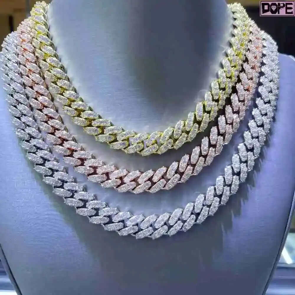 16MM Hip Hop Iced Out Cuban Link Chain Necklace 925 Silver 18K Gold Plated D VVS Moissanite Cuban Chain
16MM Hip Hop Iced Out Cuban Link Chain Necklace 925 Silver 18K Gold Plated D VVS Moissanite Cuban Chain