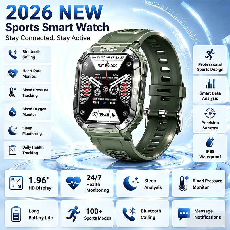2026 New GPS Sports Health Smart Watch 1.83 "HD IPS Screen with Heart Rate Monitoring Bluetooth Call IP68 Waterproof Smartwatch
2026 New GPS Sports Health Smart Watch 1.83 "HD IPS Screen with Heart Rate Monitoring Bluetooth Call IP68 Waterproof Smartwatch