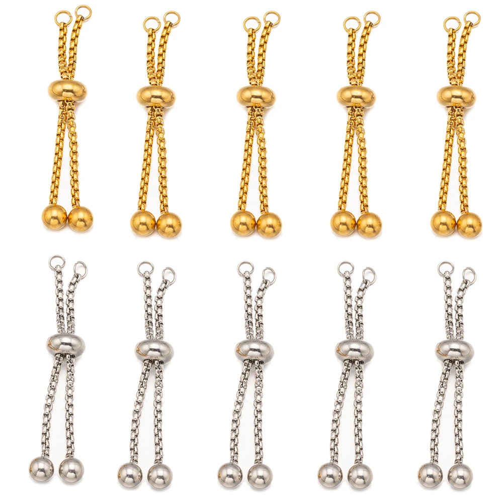 2pcs/Lot Stainless Steel Slide Bracelet Adjustable Chains with Rubber Bead for DIY Connector Jewelry Making Supplies Accessories
2pcs/Lot Stainless Steel Slide Bracelet Adjustable Chains with Rubber Bead for DIY Connector Jewelry Making Supplies Accessories