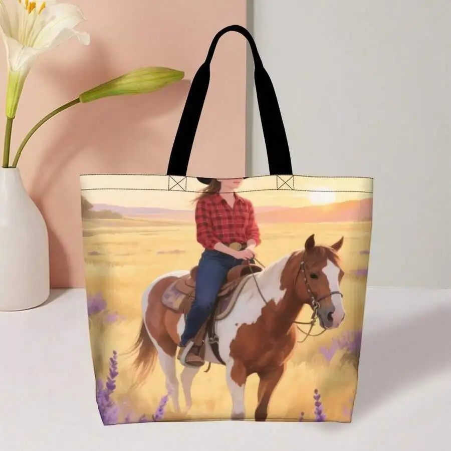 Western Horse Riding Graphic Tote Bag For Women Casual Country Style Shoulder Bag
Western Horse Riding Graphic Tote Bag For Women Casual Country Style Shoulder Bag