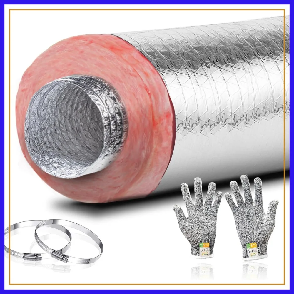 6 Inch 25 Feet Insulated Flexible Duct R8, HVAC Flex Ducting 6'' x 25, Silver Jacket for Heating and Cooling Systems
6 Inch 25 Feet Insulated Flexible Duct R8, HVAC Flex Ducting 6'' x 25, Silver Jacket for Heating and Cooling Systems