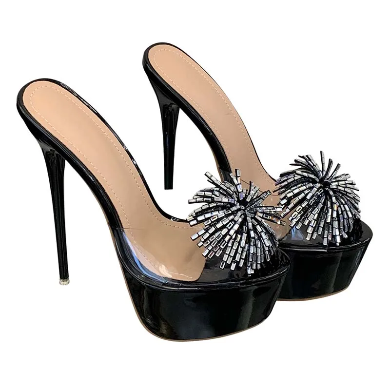 16cm Black Heels Sandals Women Slippers Sexy Extreme High Heels Party Shoes Summer Platform Big Size Woman Shoes 44 45 46
16cm Black Heels Sandals Women Slippers Sexy Extreme High Heels Party Shoes Summer Platform Big Size Woman Shoes 44 45 46