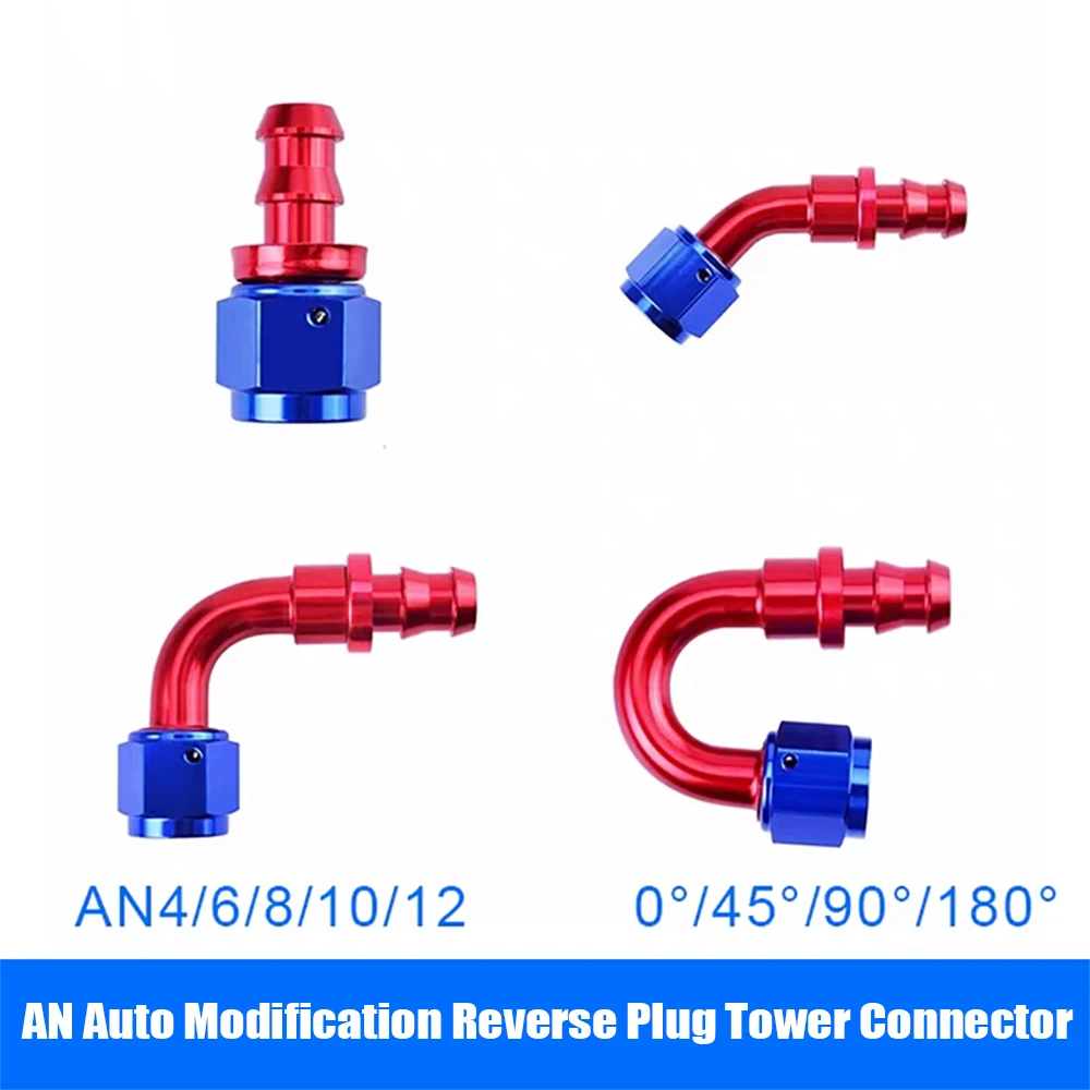 Reusable Push Lock Hose End Fittings Set AN4 AN6 AN8 AN10 AN12 - 0/45/90/180 Degree Fuel Oil Cooler Hose Ends for Automotive
Reusable Push Lock Hose End Fittings Set AN4 AN6 AN8 AN10 AN12 - 0/45/90/180 Degree Fuel Oil Cooler Hose Ends for Automotive
