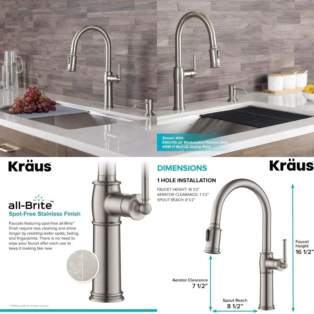 Pull-Down Single Handle Stainless Steel Spot-Free Kitchen Faucet with Deck Plate, KPF-1682SFS
Pull-Down Single Handle Stainless Steel Spot-Free Kitchen Faucet with Deck Plate, KPF-1682SFS