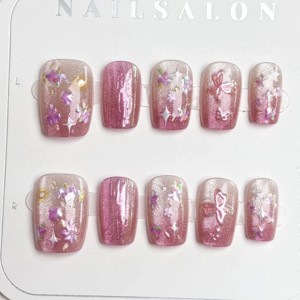 10pcs Spring Flower False Nail Tips Gradient Pink Short Ballet Press on Nails Butterfly Design Nails Finished Wearable Fake Nail
10pcs Spring Flower False Nail Tips Gradient Pink Short Ballet Press on Nails Butterfly Design Nails Finished Wearable Fake Nail