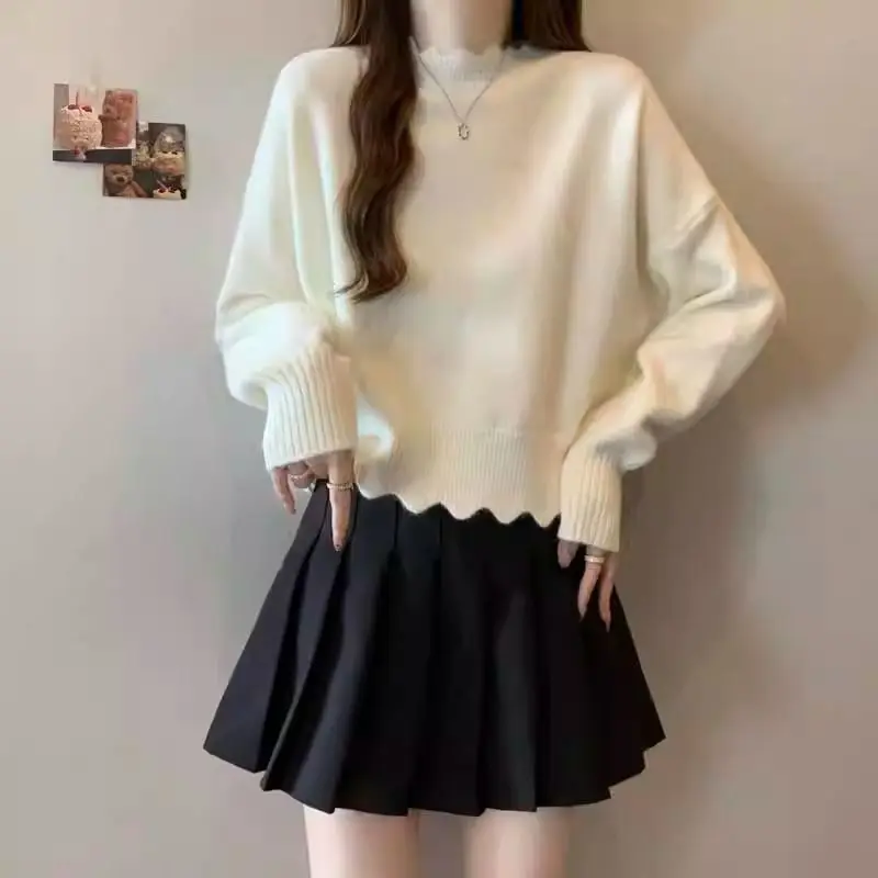 Французский кружевной полуводолазка с передним плечом, вязаный свитер, женская осенне-зимняя рубашка большого размера с коротким низом, мягкий восковой топ
Французский кружевной полуводолазка с передним плечом, вязаный свитер, женская осенне-зимняя рубашка большого размера с коротким низом, мягкий восковой топ