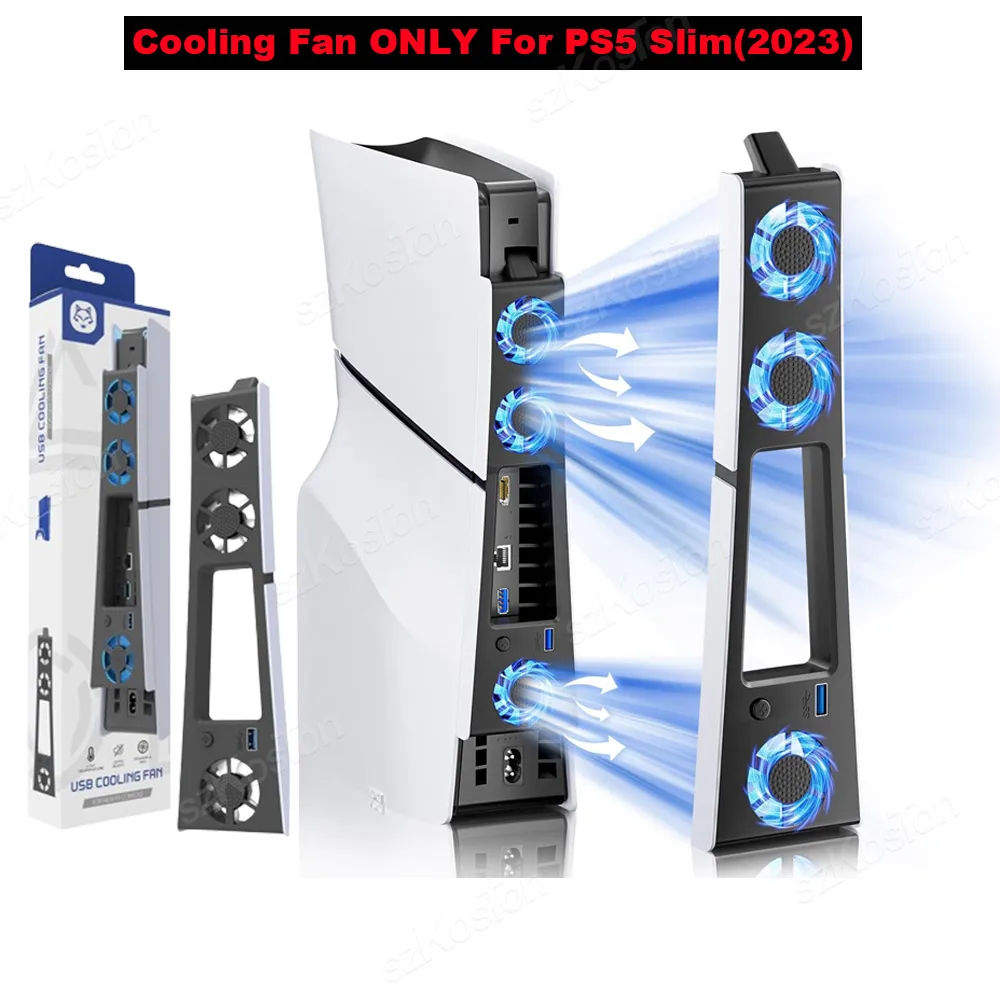 Вентилятор охлаждения для PS5 Slim Digital/Discs Edition, бесшумный, внешний, с 3 вентиляторами/портом USB 3.0, игровые аксессуары
Вентилятор охлаждения для PS5 Slim Digital/Discs Edition, бесшумный, внешний, с 3 вентиляторами/портом USB 3.0, игровые аксессуары