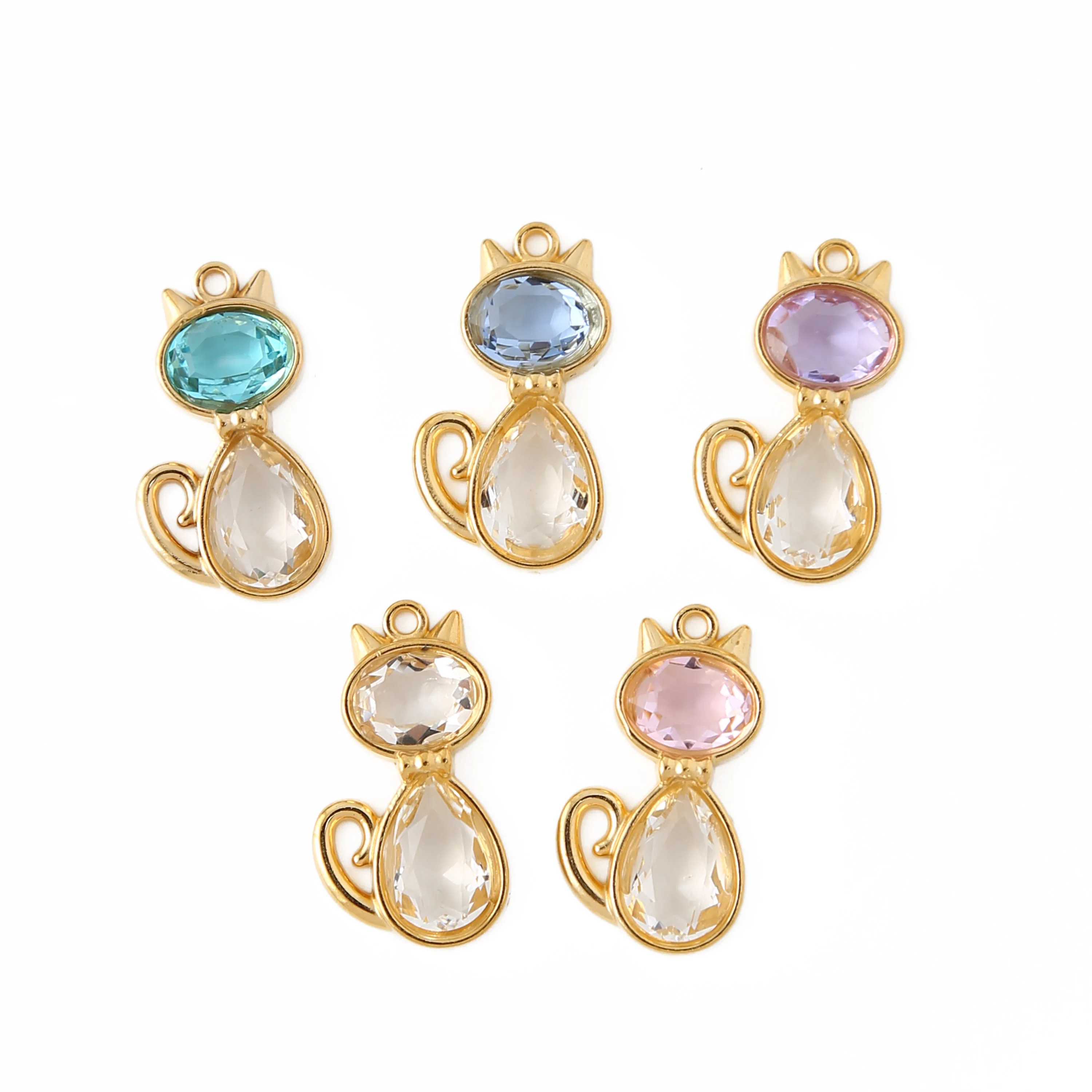 5pcs New Real Gold Plated Stainless Steel Pendant Animal Cute Cat Mini Colorful Crystal Glass Charms DIY Jewelry Accessories
5pcs New Real Gold Plated Stainless Steel Pendant Animal Cute Cat Mini Colorful Crystal Glass Charms DIY Jewelry Accessories