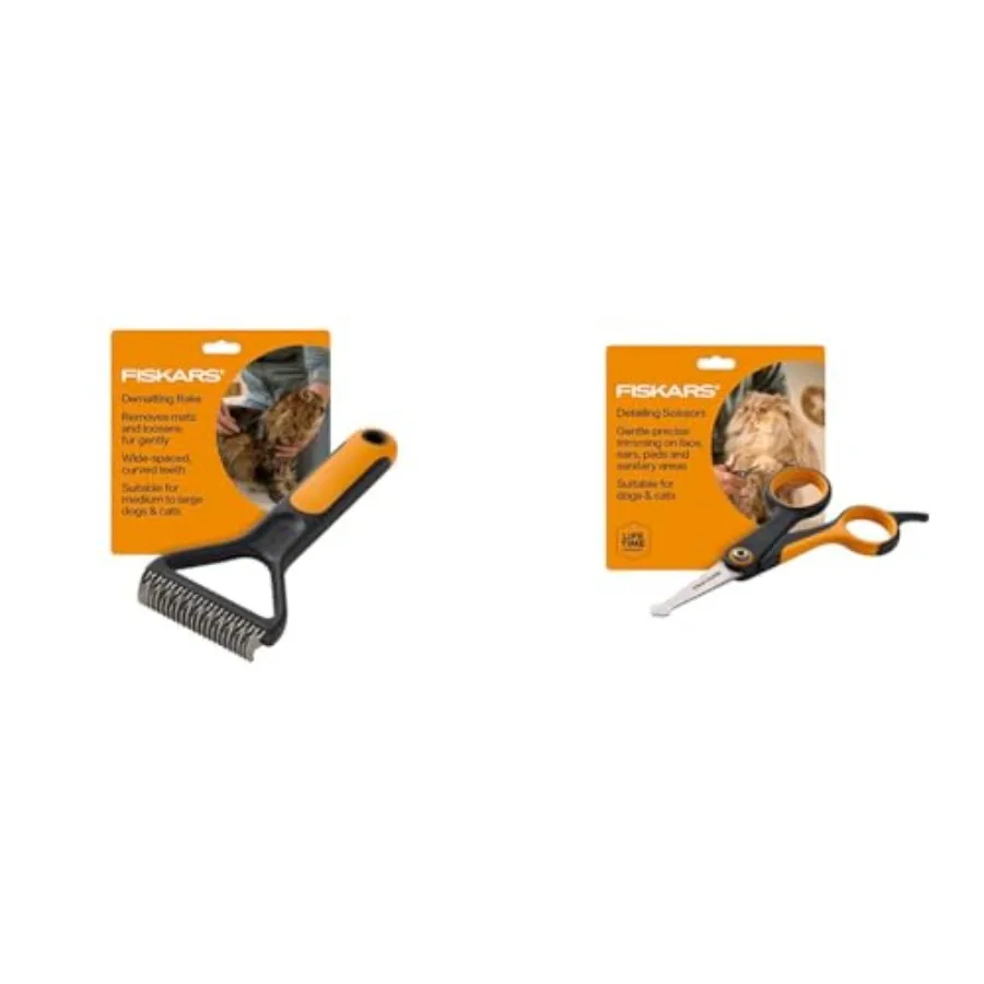 Bundle of Pet Dematting Rake Cat and Dog Brush Wide-Spaced Curved Teeth for Grooming and Dematting + Pet Dog and Cat Grooming S
Bundle of Pet Dematting Rake Cat and Dog Brush Wide-Spaced Curved Teeth for Grooming and Dematting + Pet Dog and Cat Grooming S