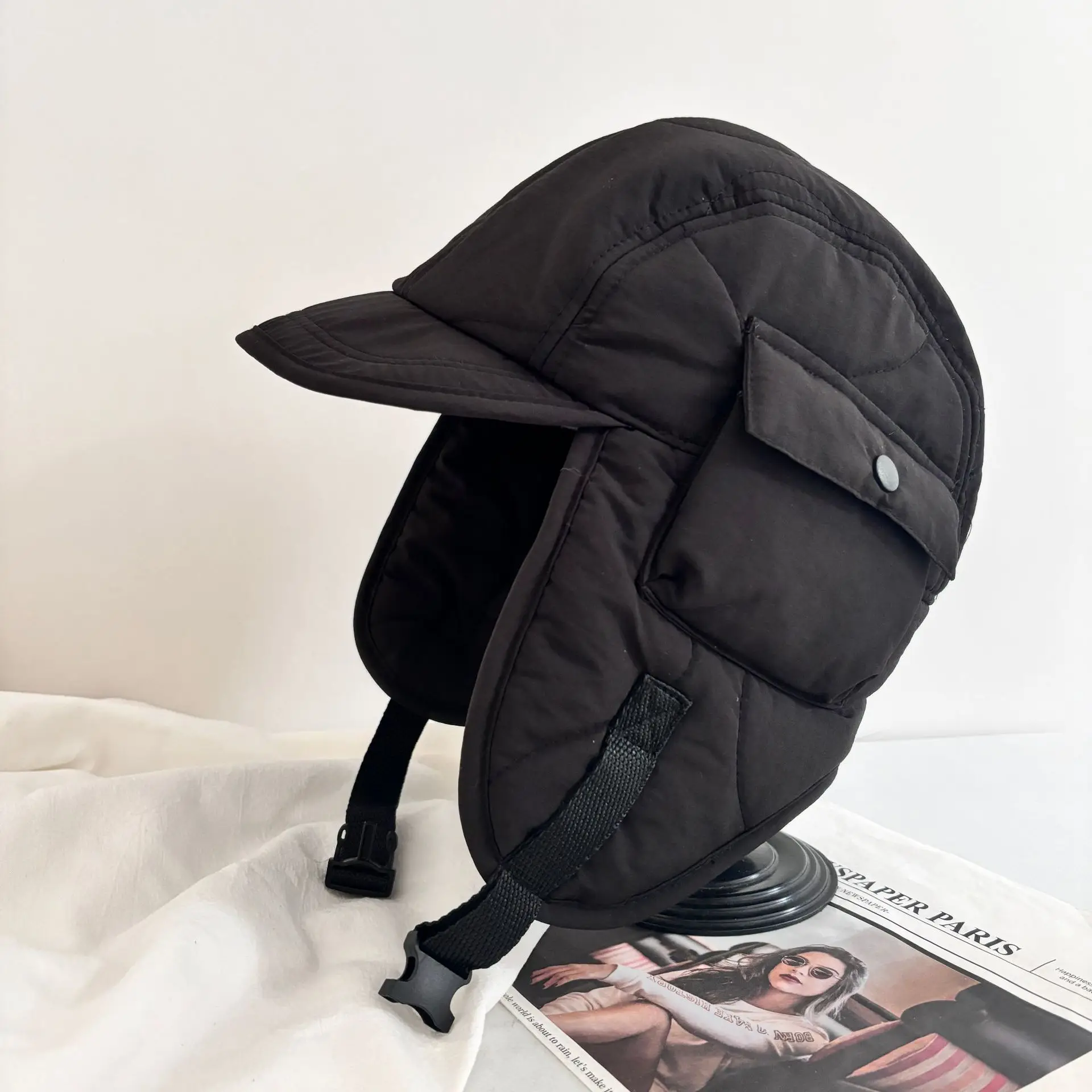 women men winter hat with ear flaps thickened padded hat black beige winter cap with brim Ushanka trapper hats for women
women men winter hat with ear flaps thickened padded hat black beige winter cap with brim Ushanka trapper hats for women