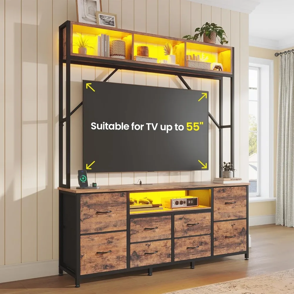 55 TV Satnd for Bedroom Room, Wall Unit Entertainment Center with 2 LED Lights & Power Outlets, TV Stand Dresser
55 TV Satnd for Bedroom Room, Wall Unit Entertainment Center with 2 LED Lights & Power Outlets, TV Stand Dresser