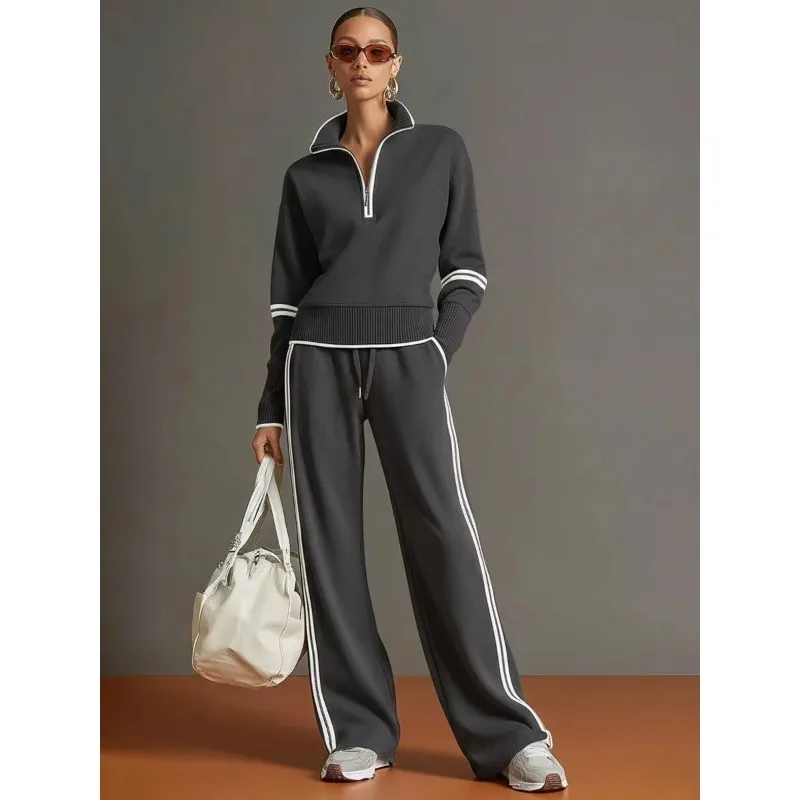 Vintage Matching Tracksuit Stand Collar Quarter Zip Cropped Sweatshirt Drawstring Waist Straight Leg Jogger Pant Set 260602
Vintage Matching Tracksuit Stand Collar Quarter Zip Cropped Sweatshirt Drawstring Waist Straight Leg Jogger Pant Set 260602