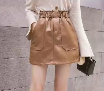 PU Autumn Skirts Womens Solid Color Pocket Slim Mini A-line Winter High Waist Korean New Chic Leather Short N68
PU Autumn Skirts Womens Solid Color Pocket Slim Mini A-line Winter High Waist Korean New Chic Leather Short N68