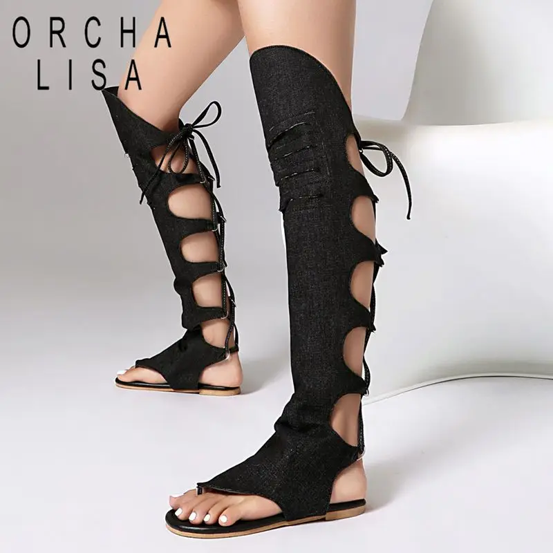 ORCHA LISA 2025 New Design Women Sandals Clip Toe Flats Lace Up Summer Soft Casual Daily Over Knee High Shoes Plus Size 44 45 46
ORCHA LISA 2025 New Design Women Sandals Clip Toe Flats Lace Up Summer Soft Casual Daily Over Knee High Shoes Plus Size 44 45 46