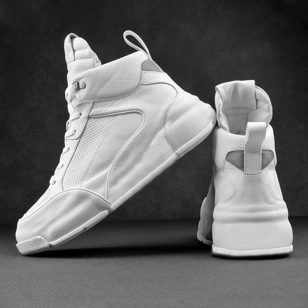 New men's high top shoes with thick soles fashionable leather casual board shoes invisible inner height increasing sports shoes
New men's high top shoes with thick soles fashionable leather casual board shoes invisible inner height increasing sports shoes